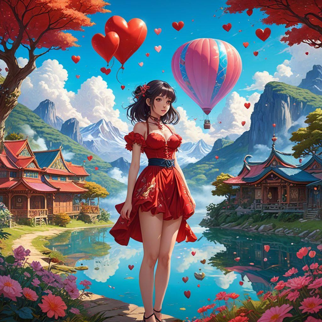 A surreal blend of adult anime characters showcasing a variety of fetishes and fantasies, set against a vibrant, dreamy landscape. The characters should embody diverse expressions of desire and curiosity, with whimsical elements such as floating hearts and mystical symbols around them. The color palette should be rich and inviting, capturing the eye with bold contrasts. Include subtle cultural references depicted through background motifs, emphasizing the impact on society. highly detailed. vibrant colors. fantasy art.